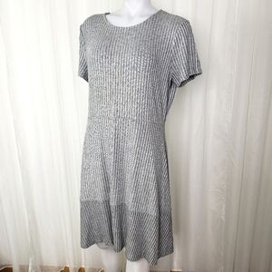 Gap gray rib knit dress flowy A-line hem size large